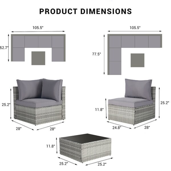 Outdoor Rattan 7 Pieces Furniture Sofa And Table Set