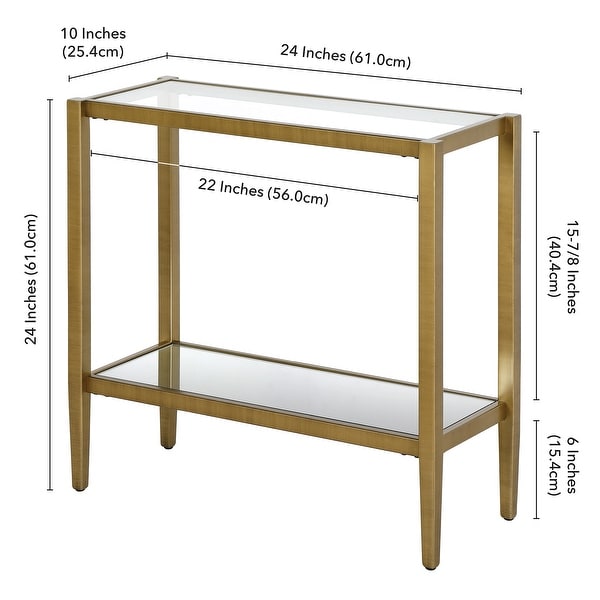 Hera 24'' Rectangular Side Table with Glass Shelf