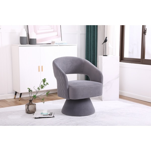 Velvet Swivel Rhombus Accent Chair Armchair， Round Barrel Chair Single Sofa Lounge Chair Barrel Chair for Living Room Bedroom