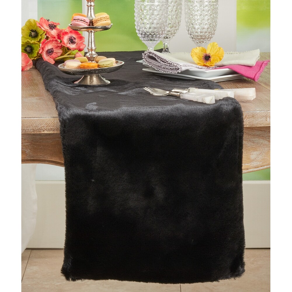 Table Runner With Faux Rabbit Fur Design