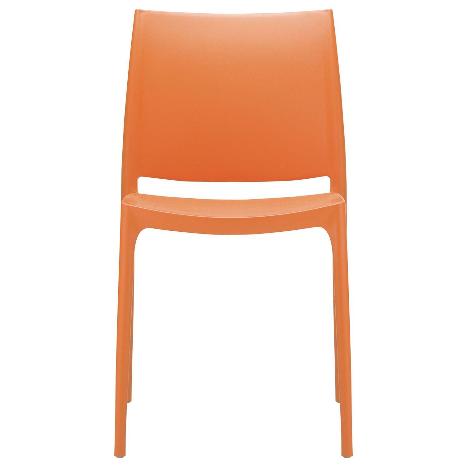 32 Orange Resin Solid Weather Resistant Outdoor Dining Chair