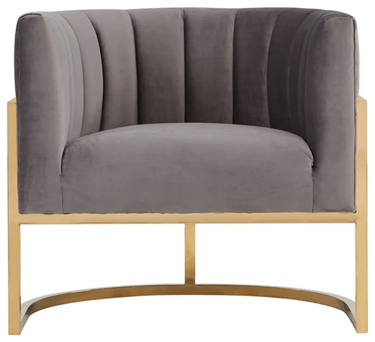 Gia Modern Gray Velvet  ampGold Accent Chair   Contemporary   Armchairs And Accent Chairs   by V.S.D Furniture  Houzz