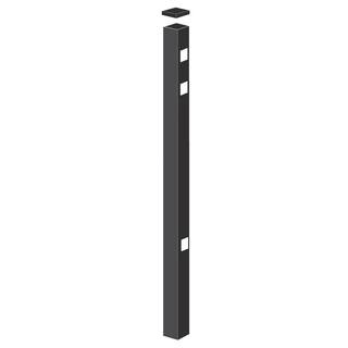 Barrette Outdoor Living Natural Reflections Standard-Duty 2 in. x 2 in. x 8-78 ft. Black Aluminum Fence Gate Post 73002400