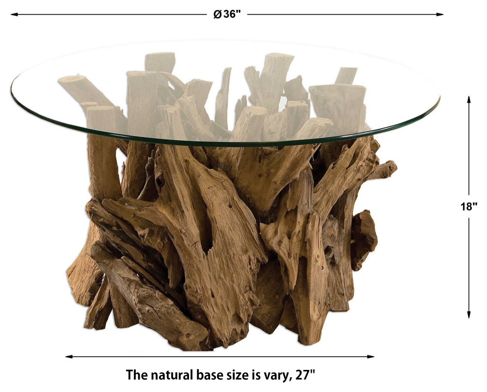 Uttermost Driftwood Glass Top Cocktail Table   Rustic   Coffee Tables   by HedgeApple  Houzz