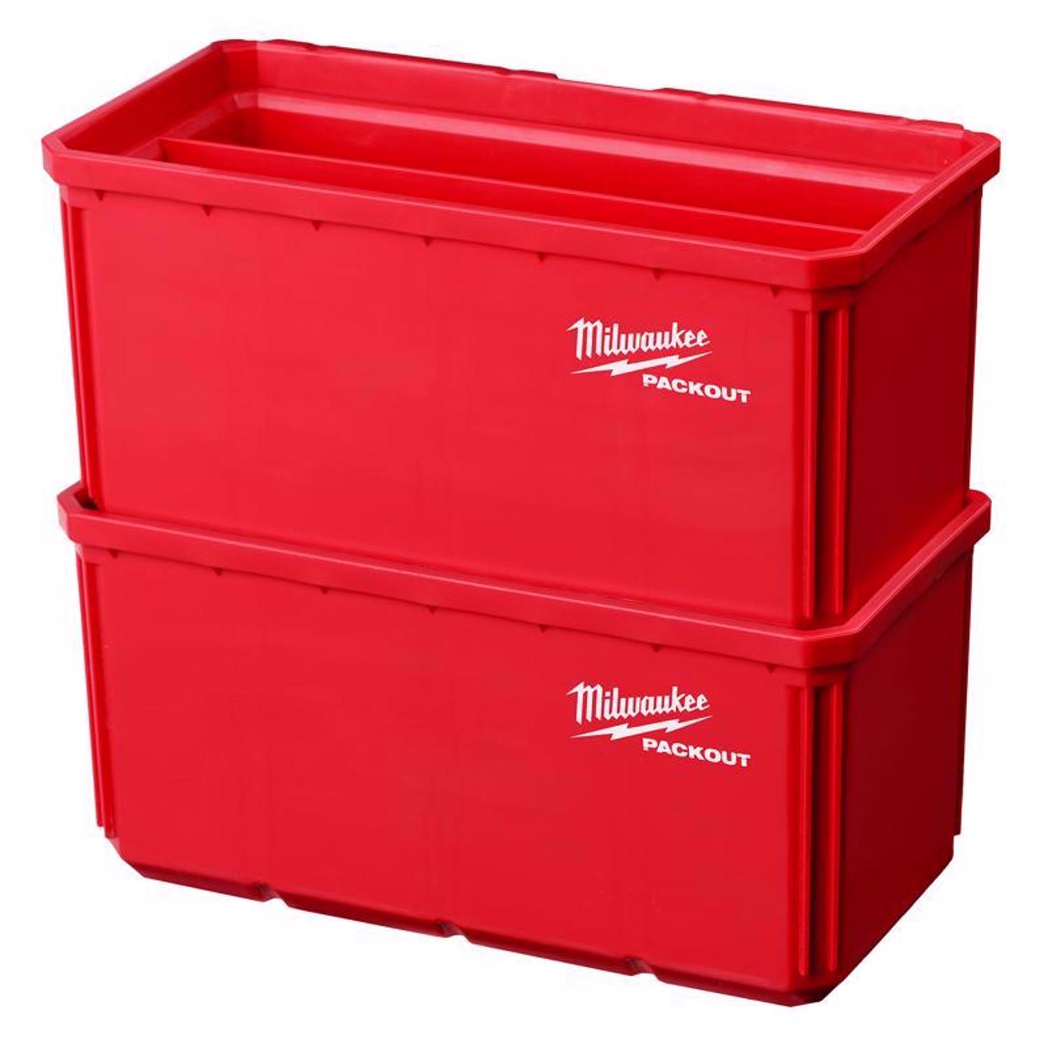 MW Packout Shop Storage 8 in. W X 7.3 in. H Garage Organizer Large Parts Bin Set Red