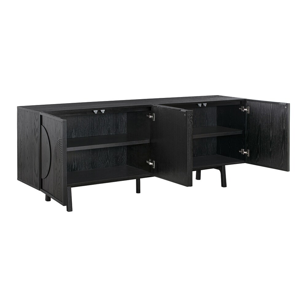 Holland Modern Black Oak 4 Door Sideboard Buffet