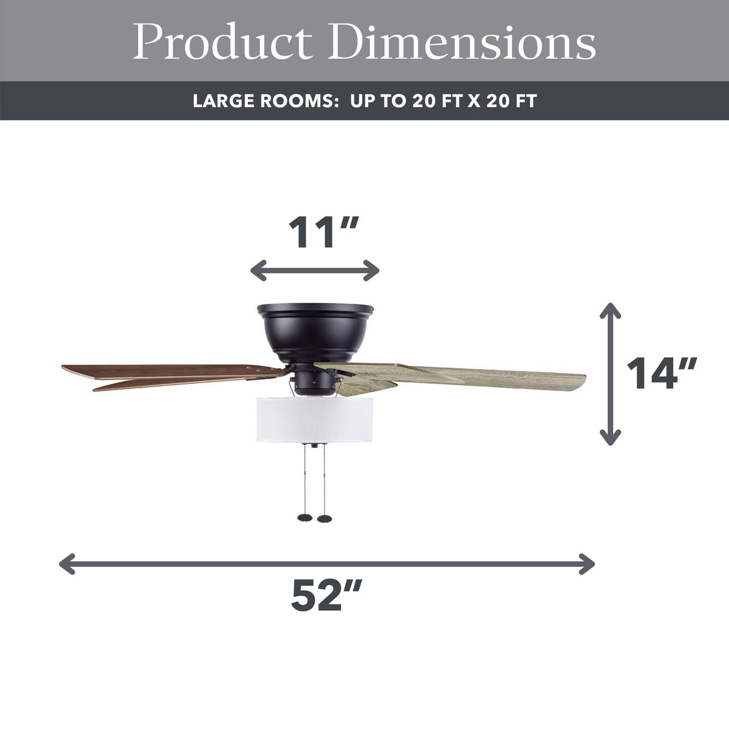 Better Homes and Gardens 52a 5 Blade Matte Black Flush Mount Ceiling Fan with Light and Reverse Airflow