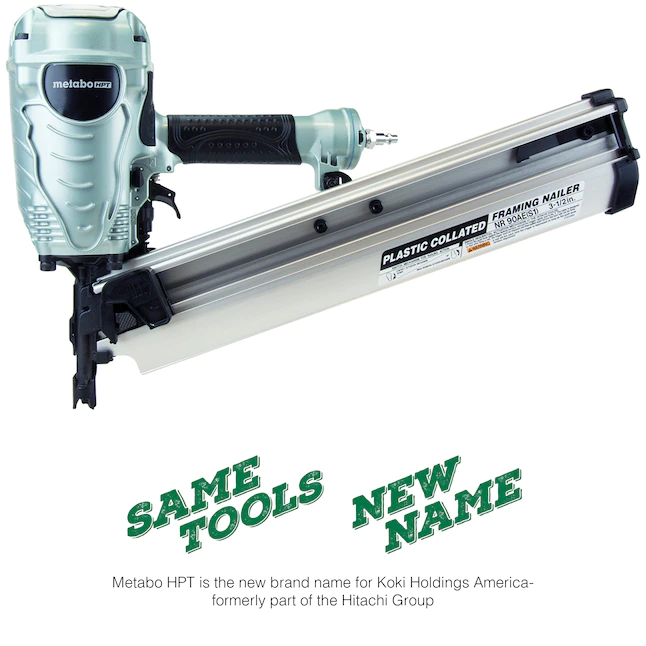 Metabo HPT 21-Degree Pneumatic Framing Nailer (NR90AES1M)