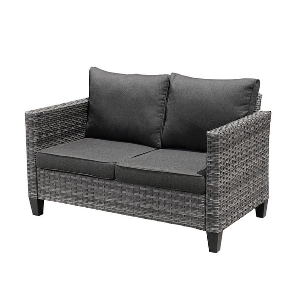 HOOOWOOO Outdoor Patio Furniture Wicker Loveseat Sofa