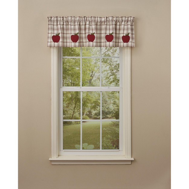 Park Designs Apple Applique Plaid Lined Valance 60 x27 x27 X 14 x27 x27