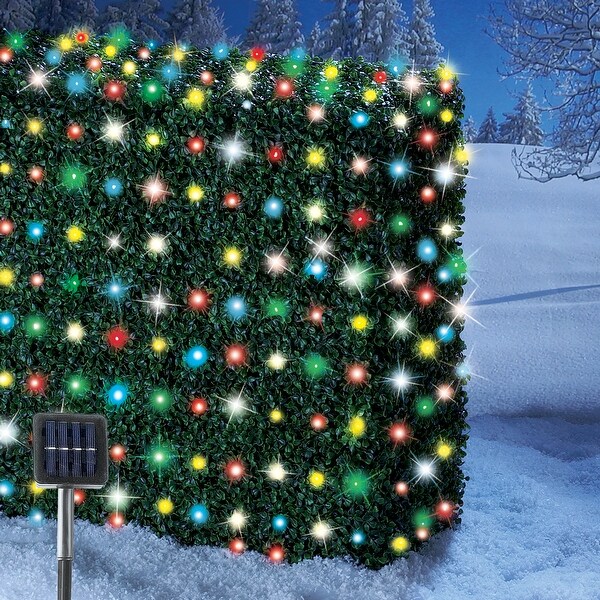 Outdoor Solar LED Christmas Net Lights with Steady or Flashing Modes