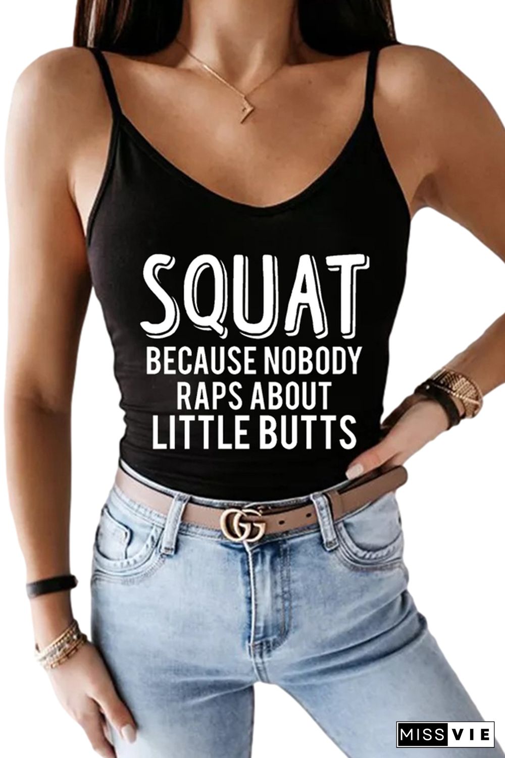 Squat Because Nobody Raps About Little Butts Printed Slip Tank Top Wholesale