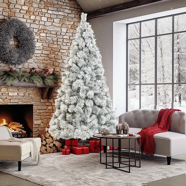 7.7Ft Full Artificial SnowFlocked Christmas Tree