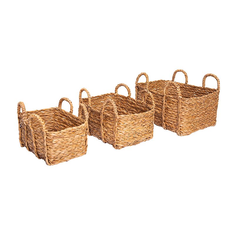 Saddle River Rectangular Natural Rush Basket 3-piece Set