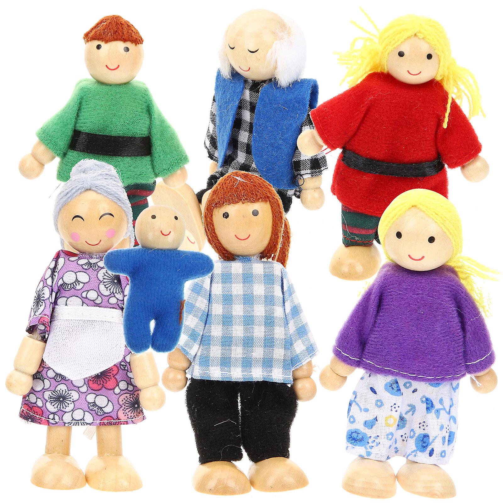 7pcs Playing House Dolls Family Role Puppets Toddle Puppet Toys Doll Figures For Kids