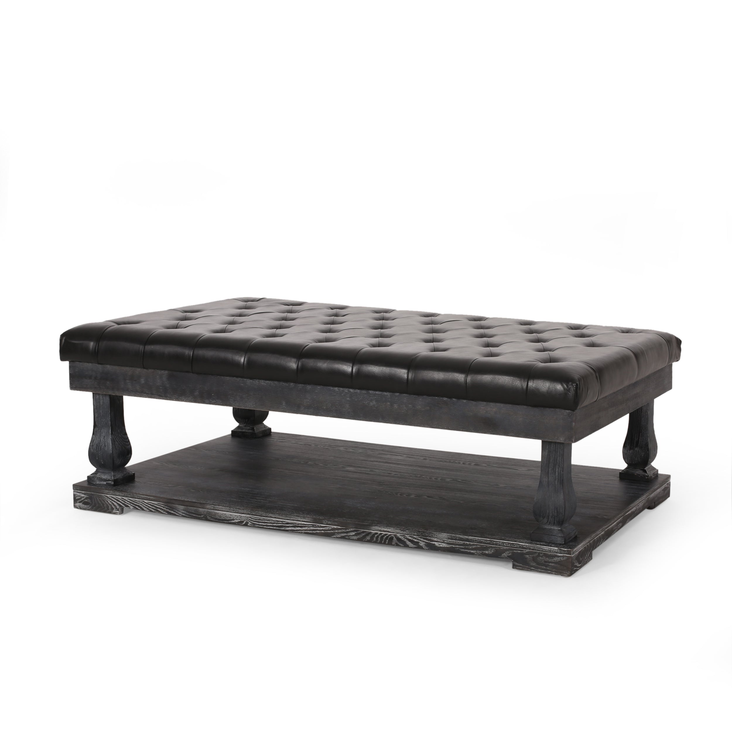 Leovanni Contemporary Fabric Rectangular Ottoman