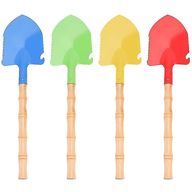 4pcs Kids Snow Shovels Iron Sand Shovels With Wood Handle Kid Toy (random Color)