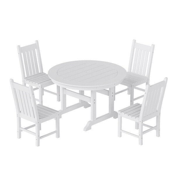 Polytrends Laguna Hdpe All Weather Outdoor Patio Dining Set with Round Table，Armless Chairs (5Piece Set)