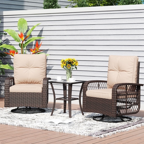 3 Pieces Outdoor Swivel Rocker Chair