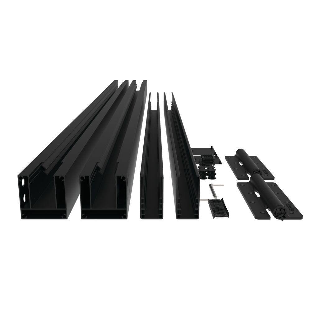Barrette Outdoor Living Mixed Materials 4 ft. x 6 ft. Matte Black Aluminum Fence Gate Kit 73050181