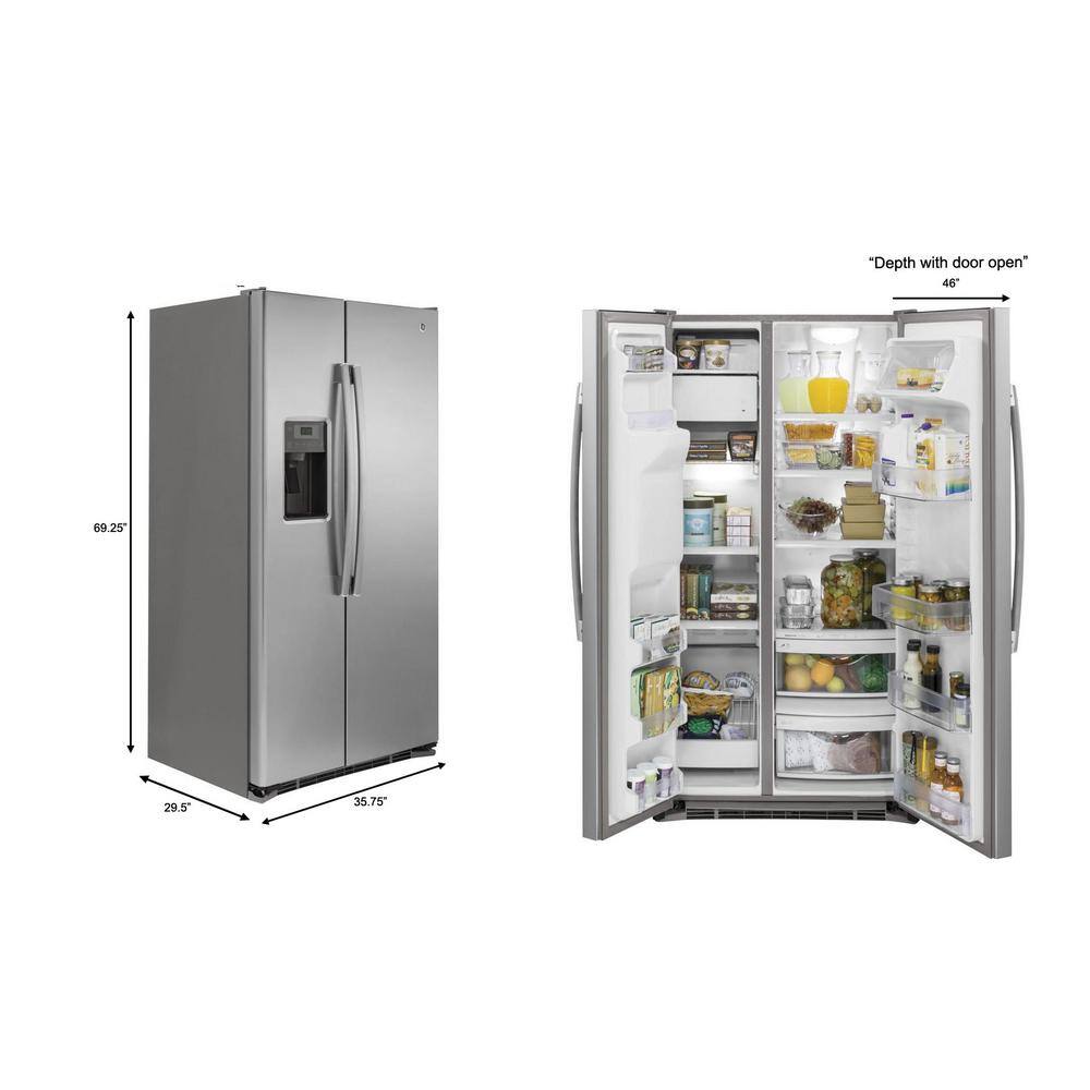 GE 21.9 cu. ft. Side by Side Refrigerator in Stainless Steel Counter Depth GZS22DSJSS