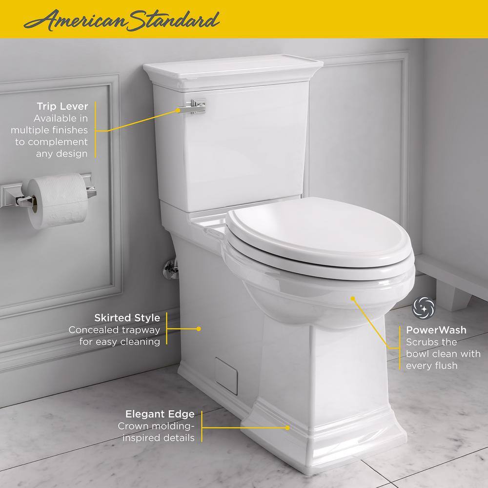 American Standard Town Square S Right Height 2-Piece 1.28 GPF Single Flush Elongated Toilet in White Seat Included 281AA104.020