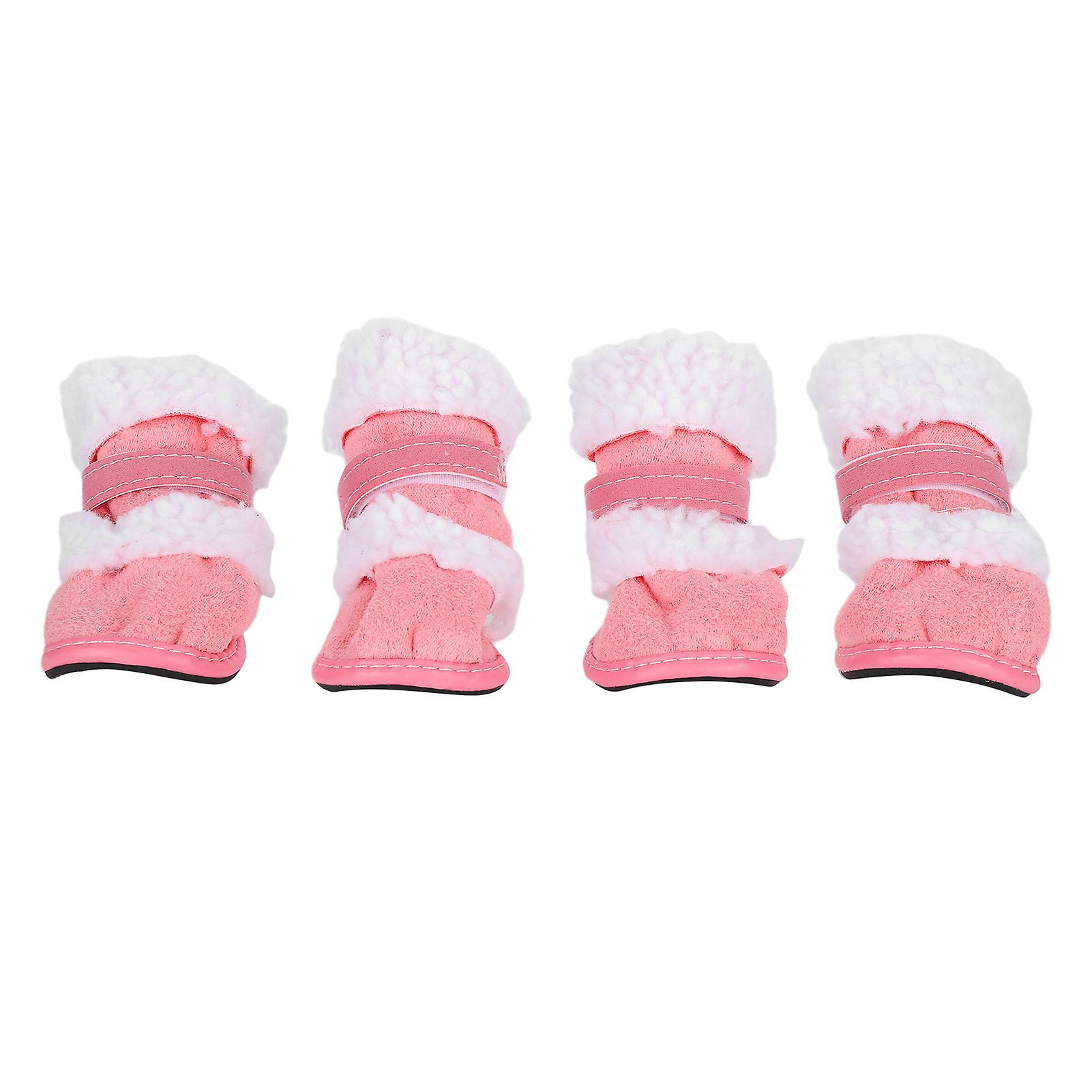 Pet Feet Shoes Winter Warm Dog Paw Protector Dog Boots With Hook Loop Closure Outdoorpink No. 4