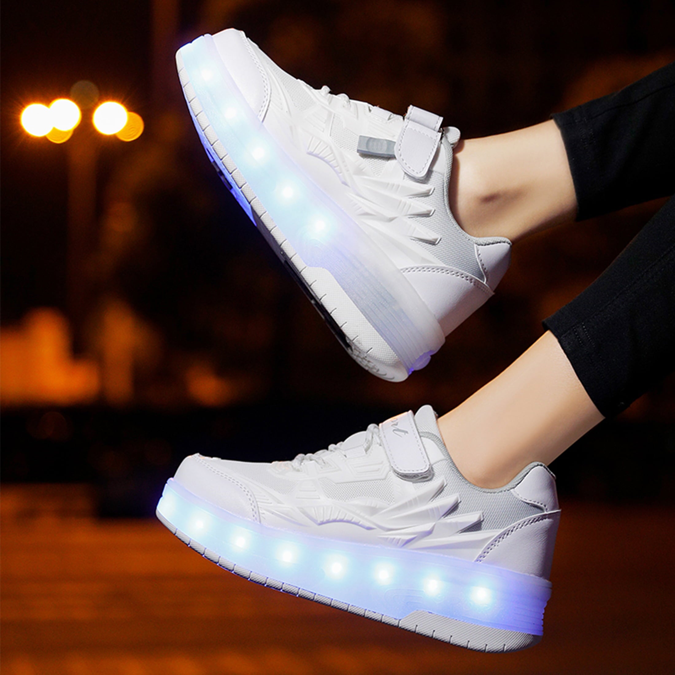 KOFUBOKE Child Teen Roller Skates Double Wheel Shoes Light Up LED shoe 1 size