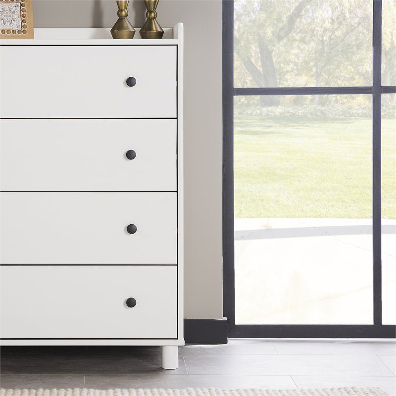 Pemberly Row 4-Drawer Solid Wood Bedroom Chest in White