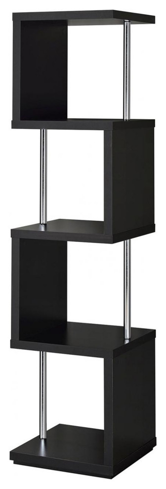 Well Made Four Tier Wood and Metal Bookcase  Black   Contemporary   Bookcases   by VirVentures  Houzz