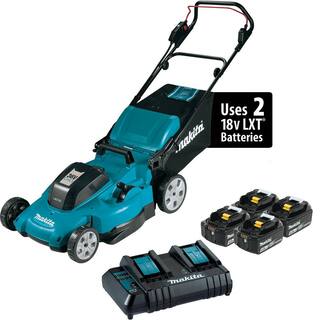 Makita 18-Volt X2 (36V) LXT Lithium-Ion Cordless 21 in. Walk Behind Lawn Mower Kit w4 batteries (4.0Ah) XML10CM1