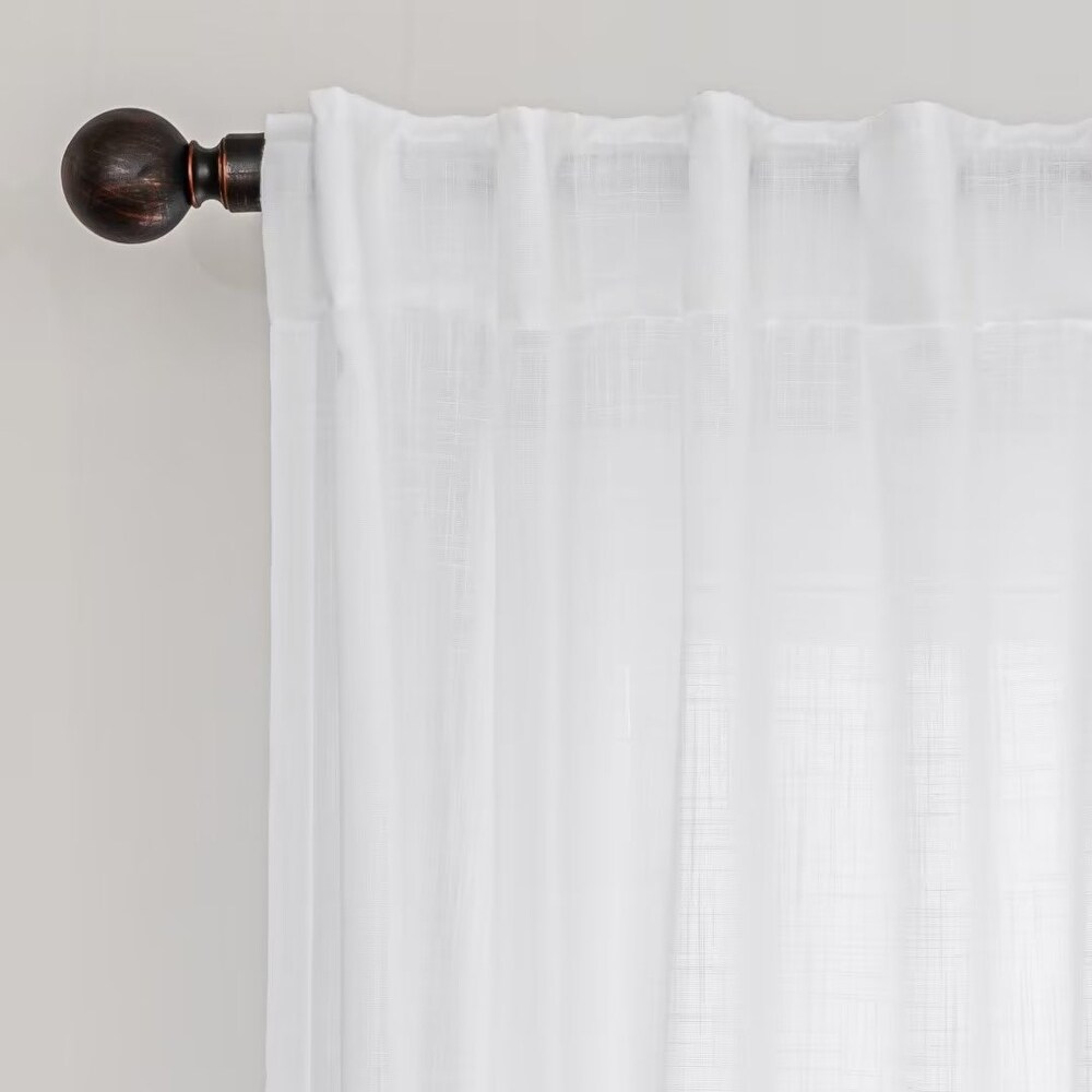 Linen Blend Back Tab Semi Sheer Curtain Pair(Set of 2)