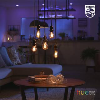 Philips Hue 40-Watt Equivalent A19 Smart LED Vintage Edison Soft White (2700K) with Bluetooth (1-Pack) 571109