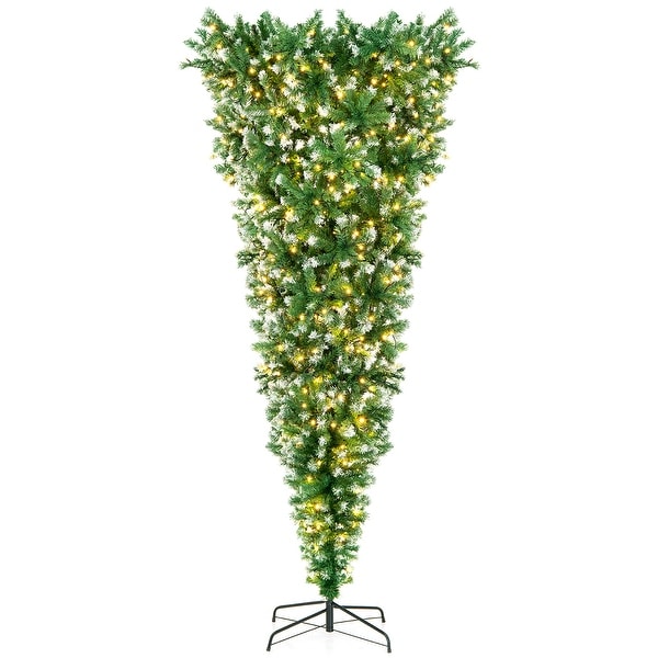 Costway 7.5FT PreLit Snowy Upside Down Christmas Tree 1100 Tips w/