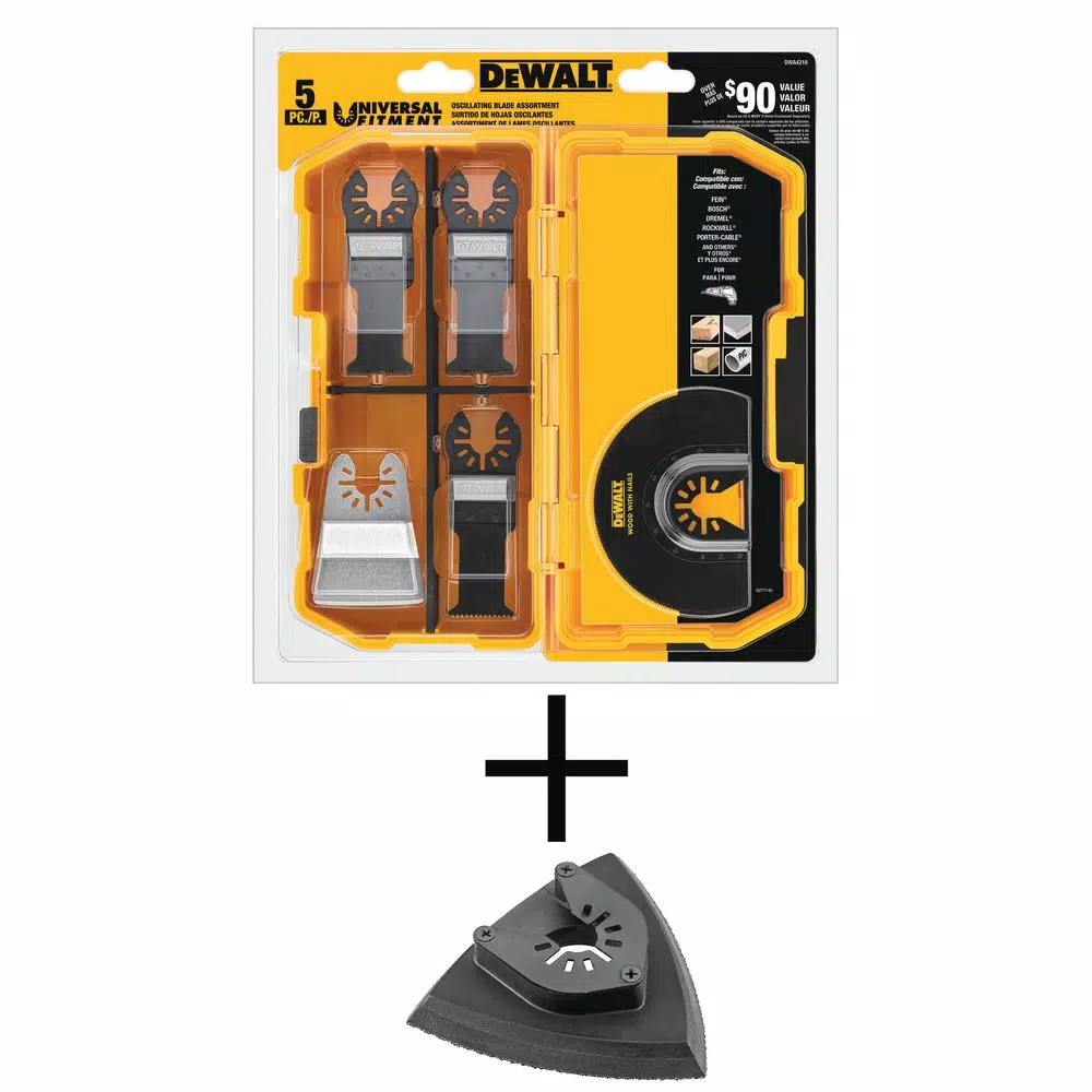 DEWALT Oscillating Blade Set (5-Piece) with Bonus Oscillating Sanding Pad and#8211; XDC Depot