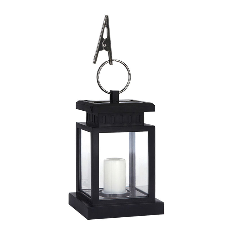 Topchances Vintage Solar Outdoor Hanging Lanterns Waterproof LED Solar Powered Lamp， Black (2 Pack)