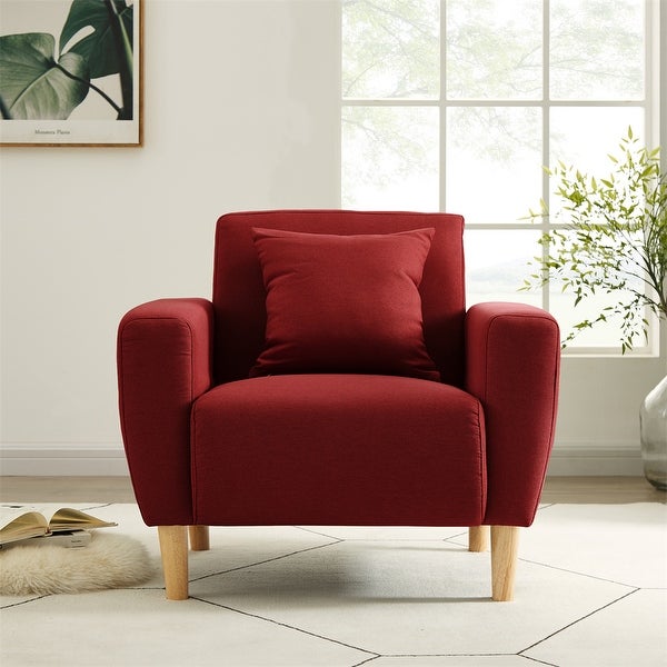 Linen Square Arm Accent Chair with Pillow