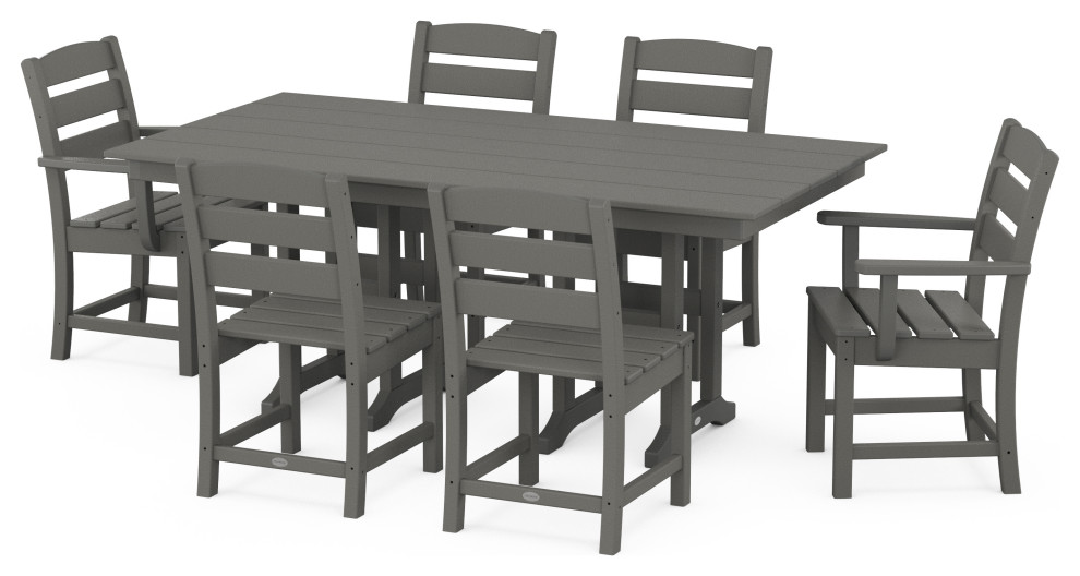 POLYWOOD Lakeside 7 Piece Farmhouse Dining Set   Transitional   Outdoor Dining Sets   by POLYWOOD  Houzz