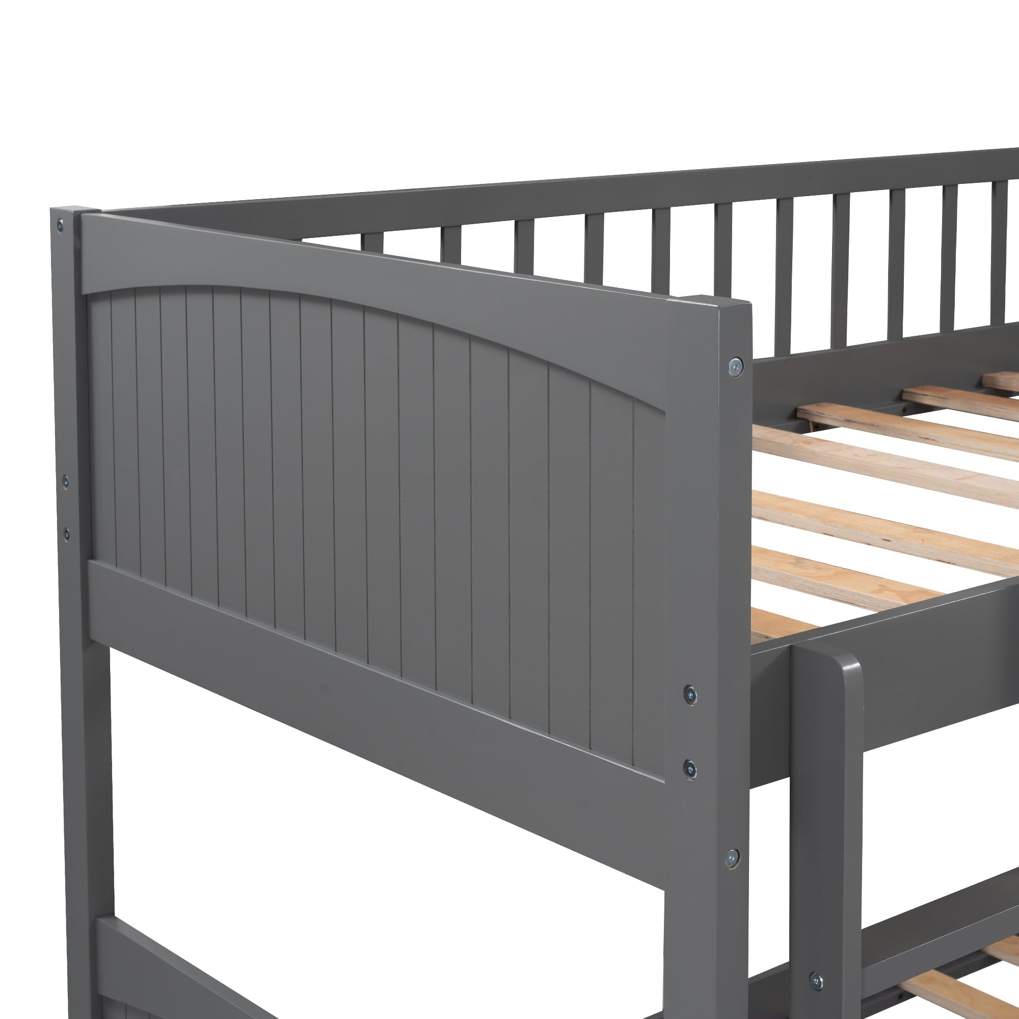 Euroco Wood Bunk Bed Storage, Twin-Over-Twin-Over-Twin for Children's Room, Gray