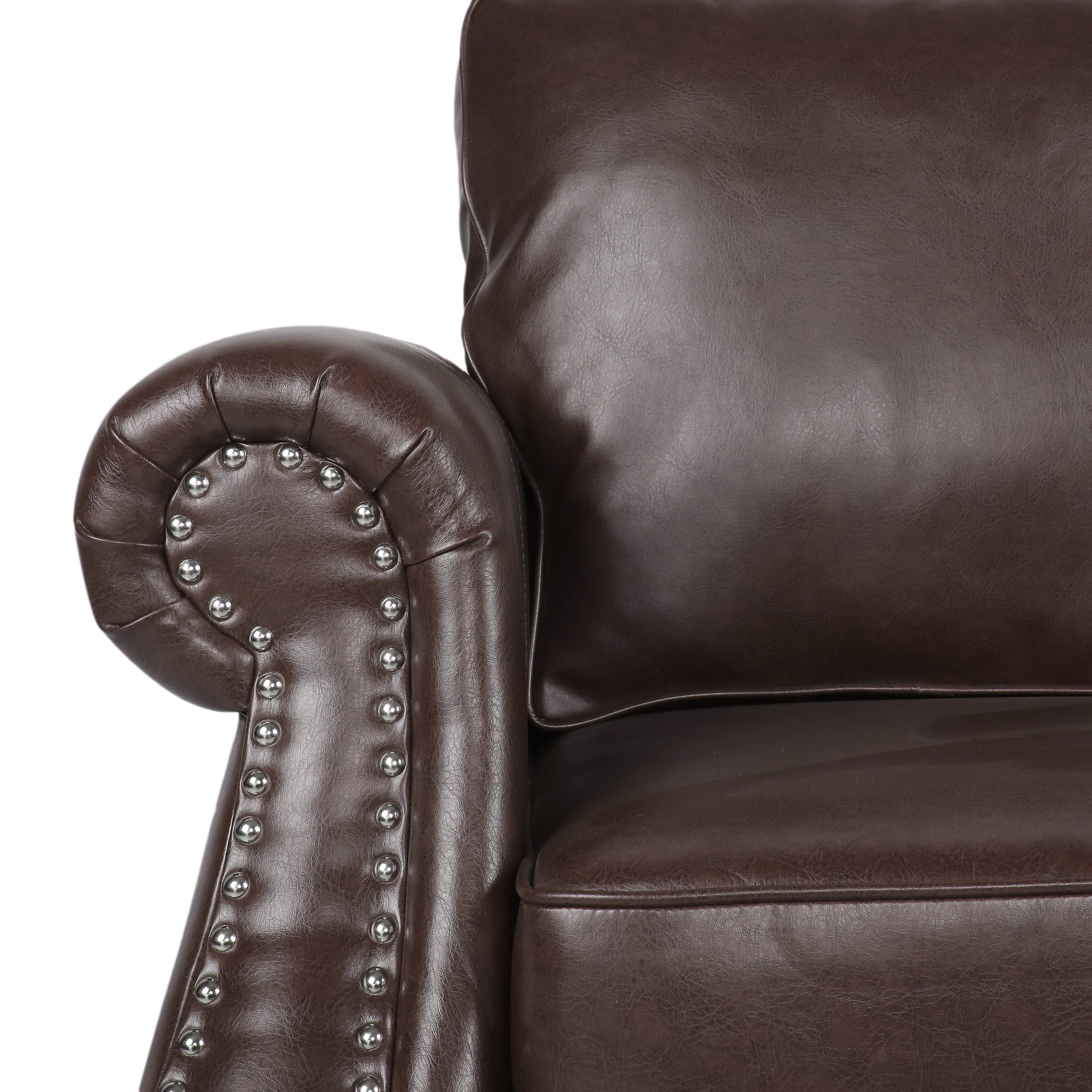 Pochelon Contemporary Faux Leather Loveseat with Nailhead Trim