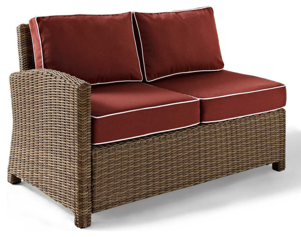 Bradenton Outdoor Wicker Sectional Right Corner Loveseat With Cushions   Tropical   Outdoor Loveseats   by Virventures  Houzz