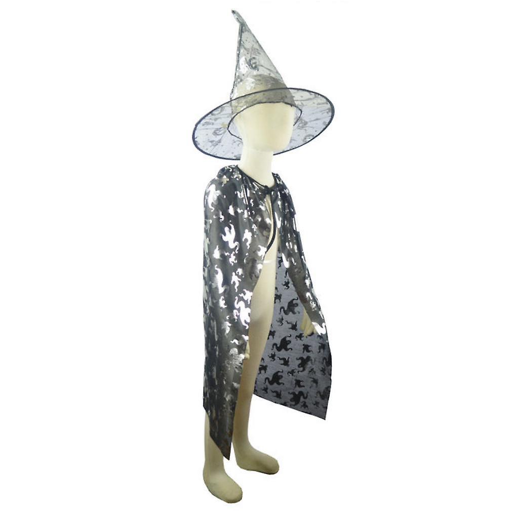 2 Pcs Halloween Cloak Set Cosplay Witch Poncho Party Show Costume