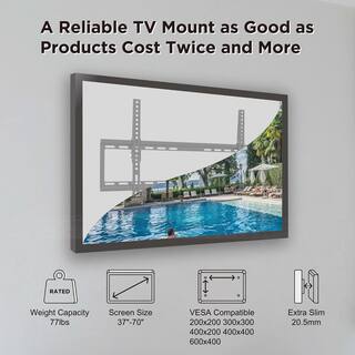 ProHT Low-Profile Tilting TV Wall Mount for 37 in. - 70 in. Flat Panel TVs with 8 Degree Tilt 77 lb. Load Capacity 05336