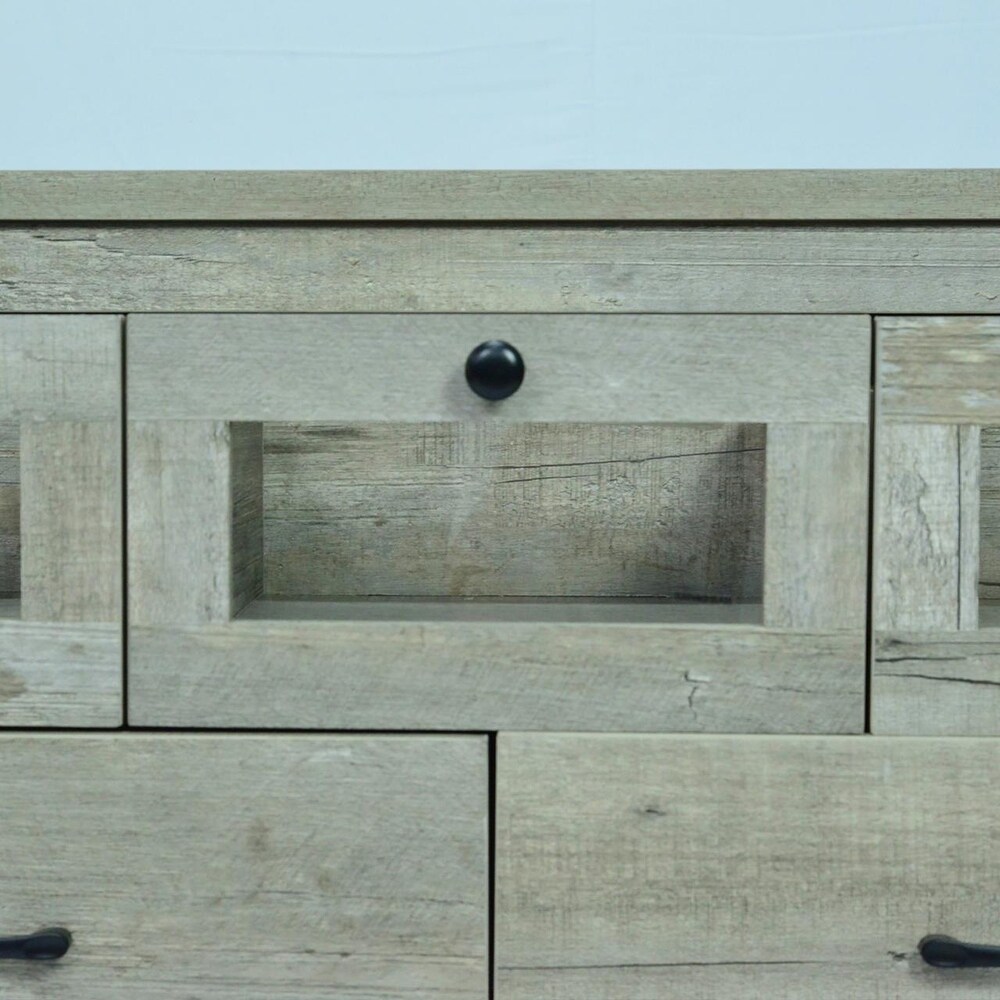 Modern Sideboard Storage Cabinet with LED Lighting and 7 Drawers