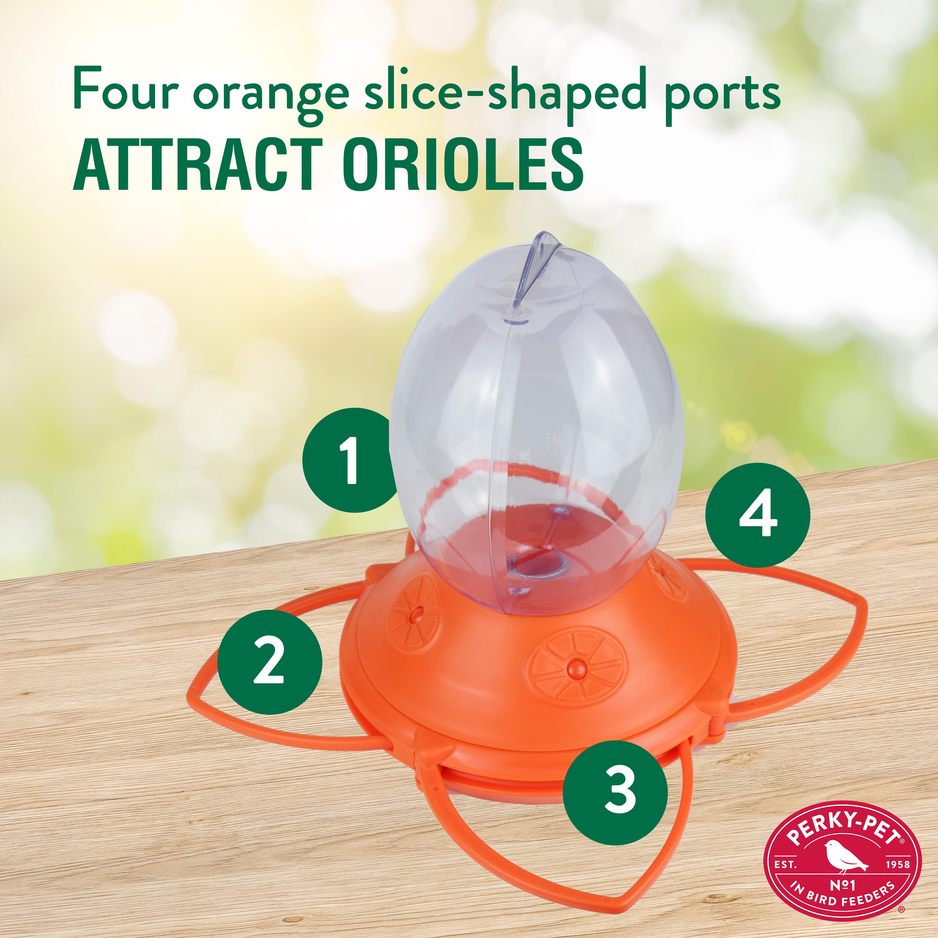 Perky-Pet 32 oz Orange Plastic Oriole Feeder