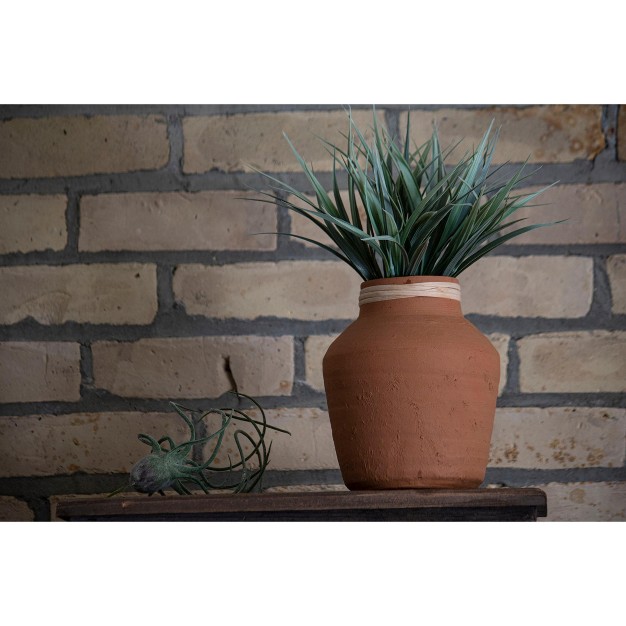 Natural Handthrown Terracotta amp Rattan Vase Foreside Home amp Garden