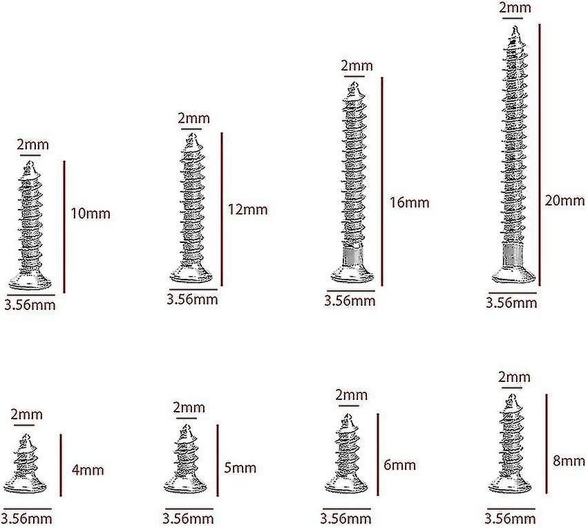 800pcs Small M2 Self-tapping Screws Assortment Kit， Countersunk Phillip
