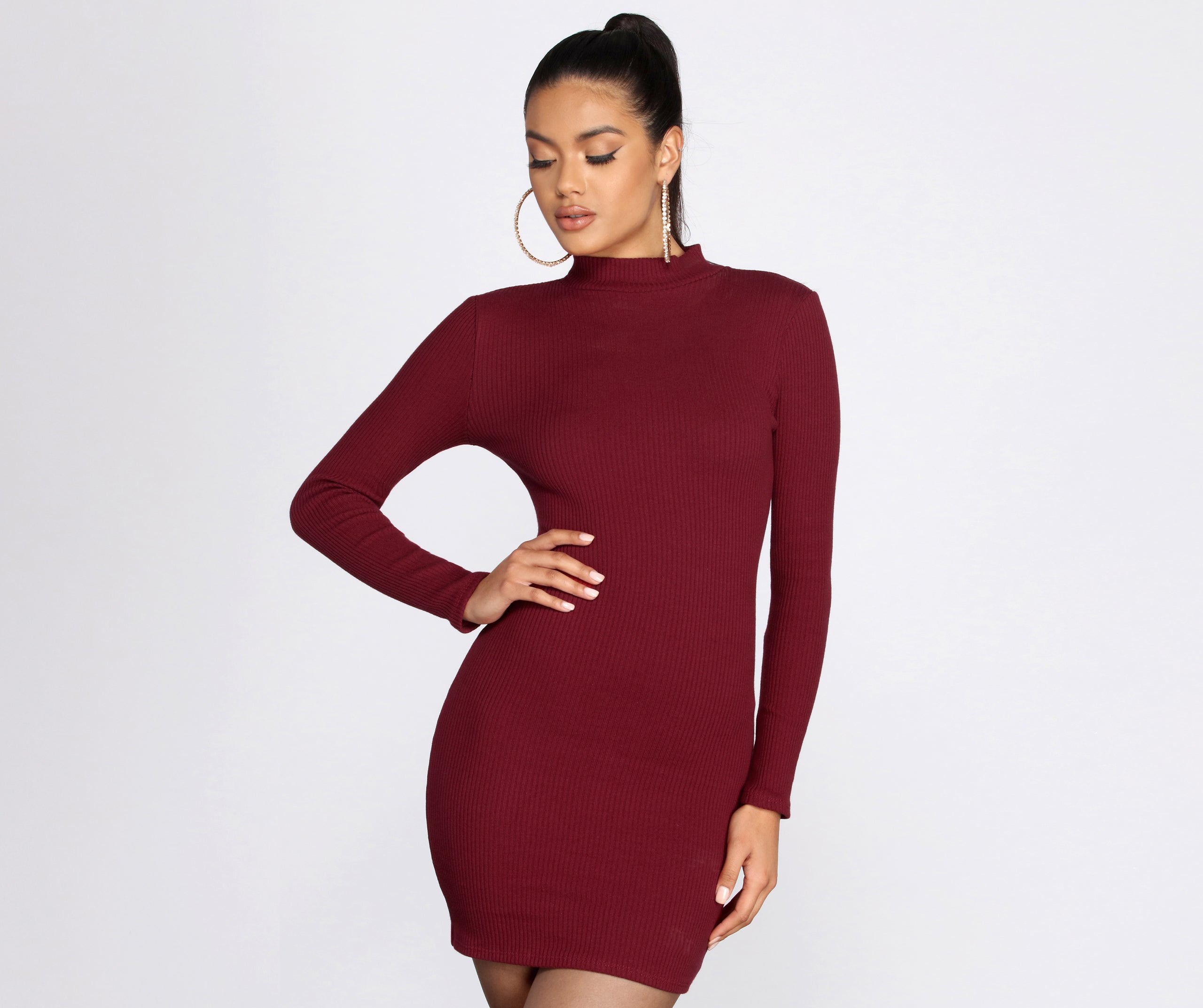 All For Knit Mock Neck Mini Dress