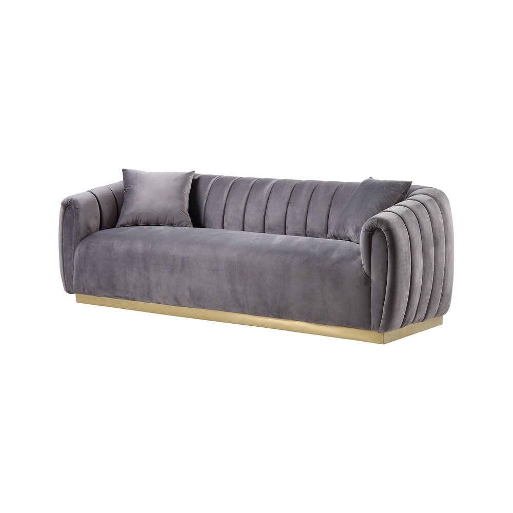 ACME Elchanon Sofa with 2 Pillows in Gray and Gold