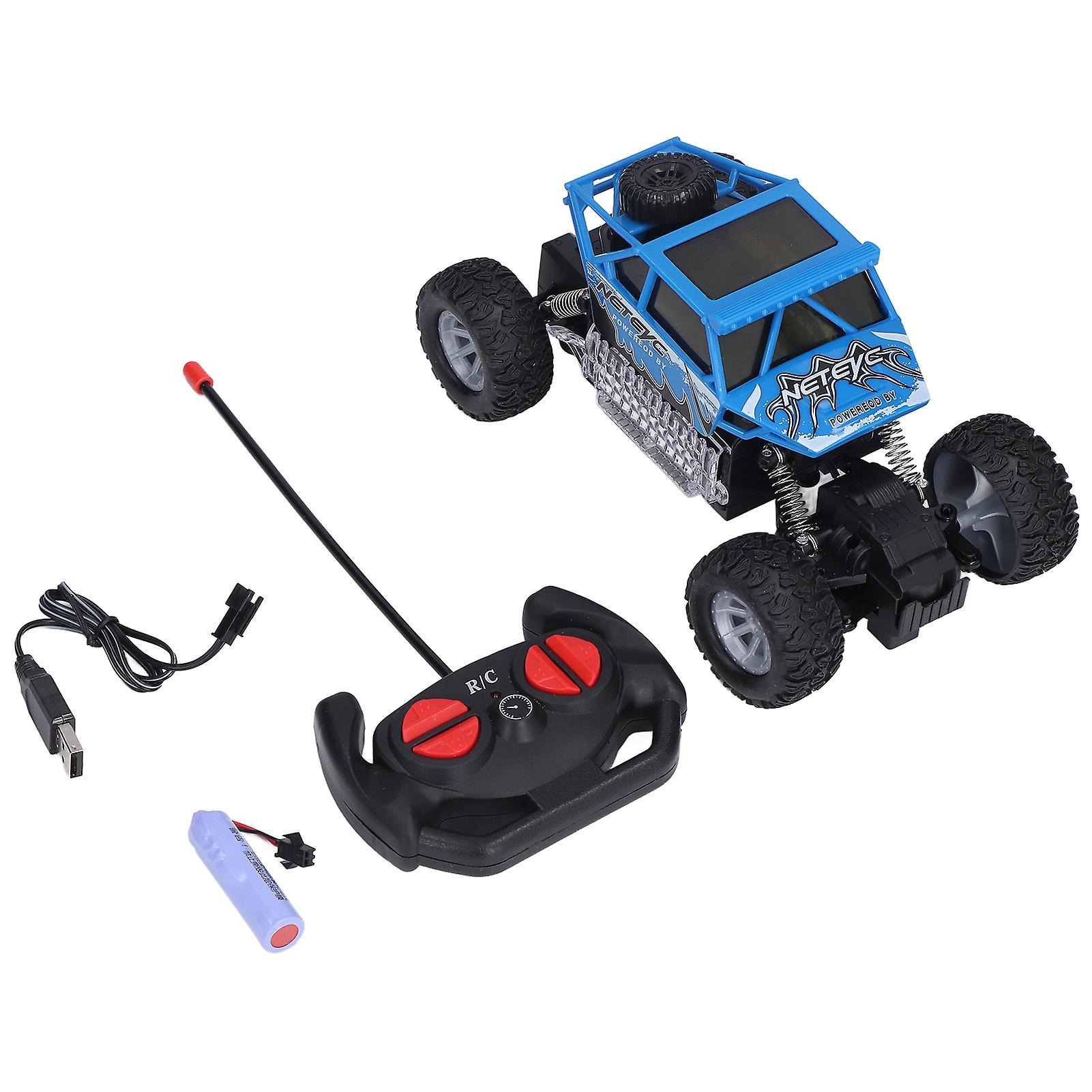 Remote Control Car Usb Rechargeable Stable Chassis Rc Off Road Vehicle Toy With Light Blue